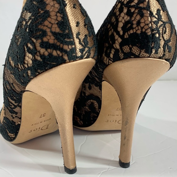 DIOR Tan Satin Lace Women's Pumps 37EU 7US - Picture 8 of 12